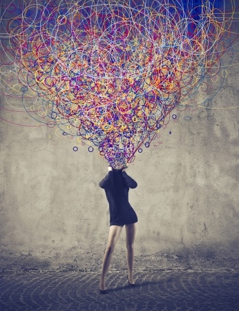 15112611 - woman allowing to escape from his body a multitude of colors