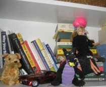 Jean Cook's Creative Brain hangs out with books, Barbie and a dragon. Where's yours?